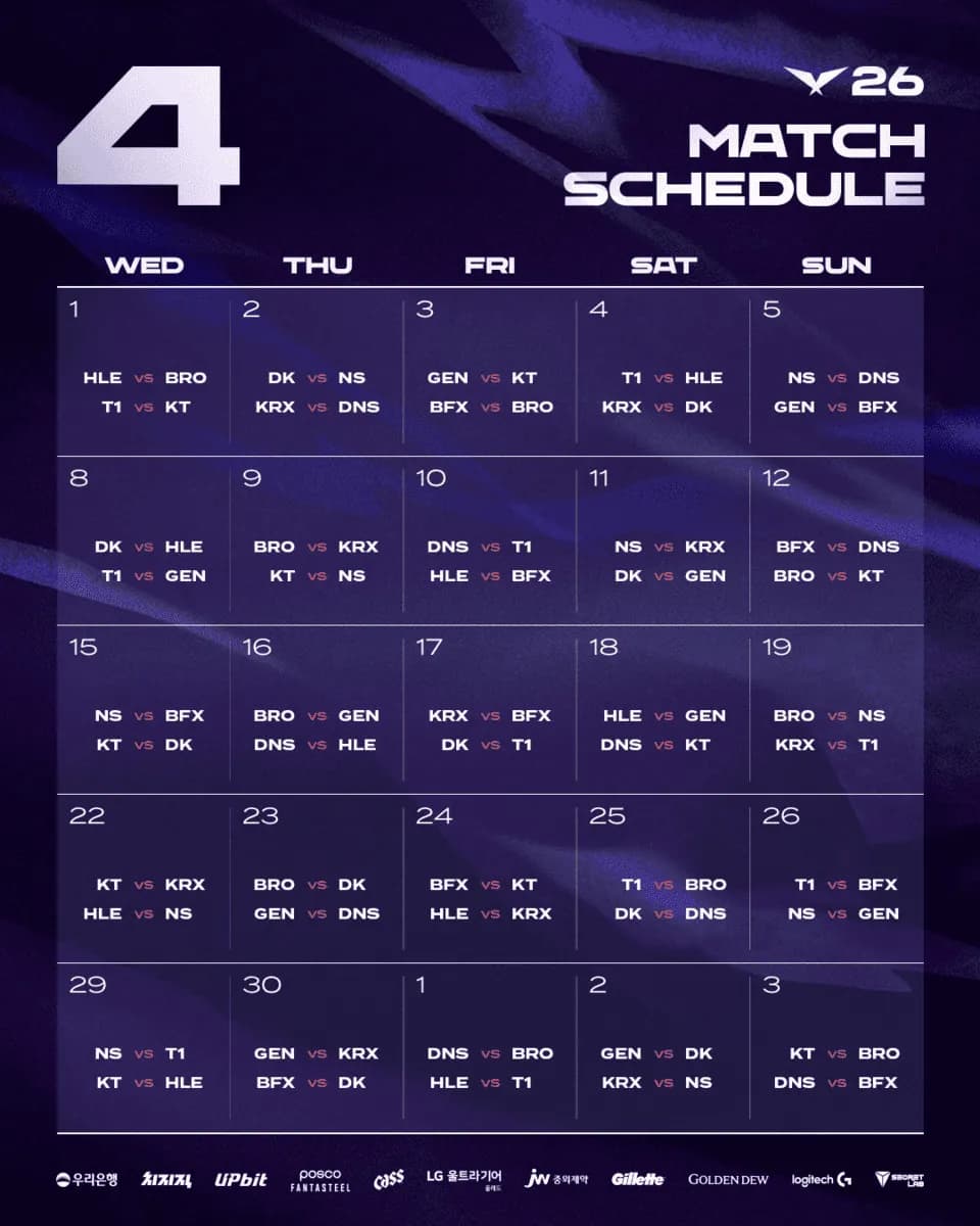 LCK April Schedule